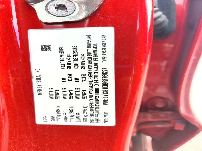 Aukcja sprzedaży 2024 Tesla Model 3, vin: 5YJ3E1EB9RF760277, numer aukcji: 73190365