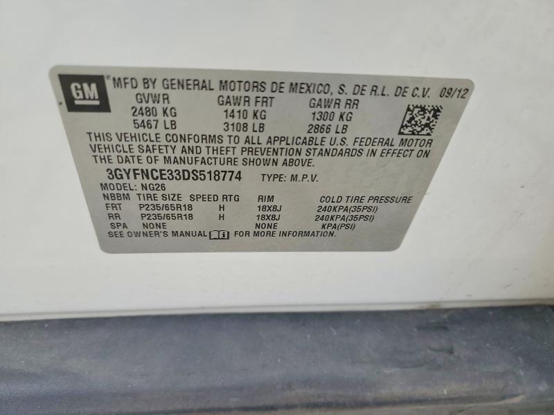 2013 Cadillac Srx მანქანა იყიდება აუქციონზე, vin: 3GYFNCE33DS518774, აუქციონის ნომერი: 74850245