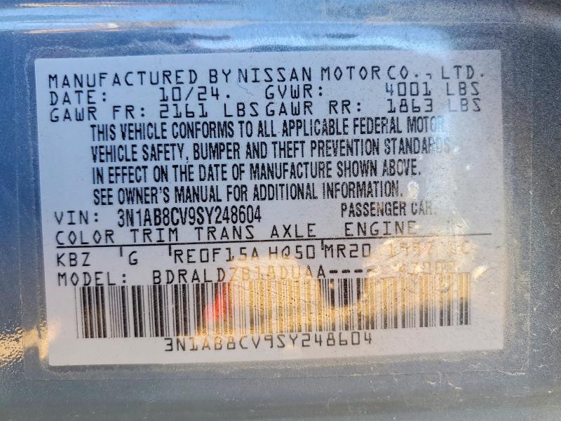2025 Nissan Sentra მანქანა იყიდება აუქციონზე, vin: 3N1AB8CV9SY248604, აუქციონის ნომერი: 72760785