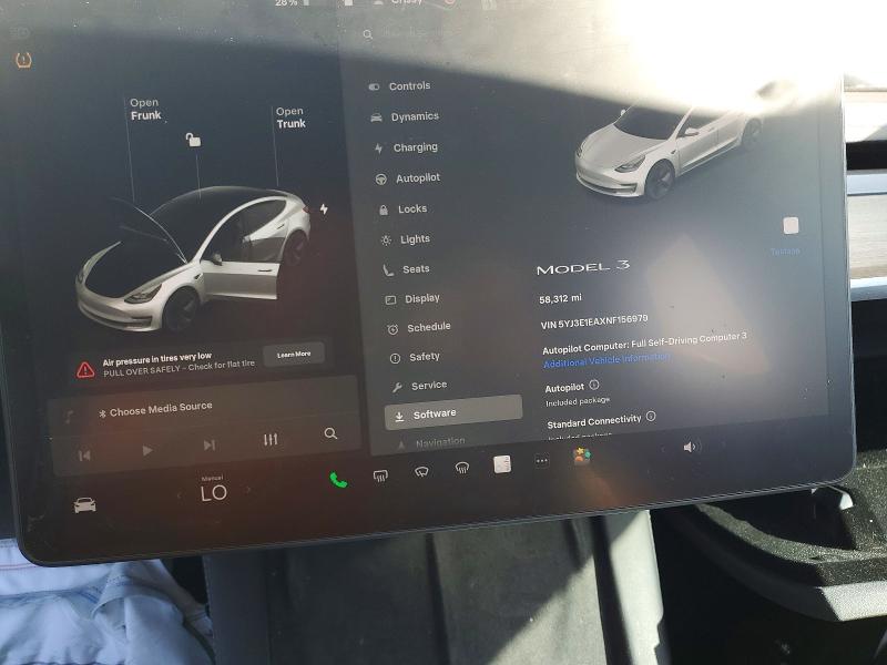Auction sale of the 2022 Tesla Model 3, vin: 5YJ3E1EAXNF156979, lot number: 75167205
