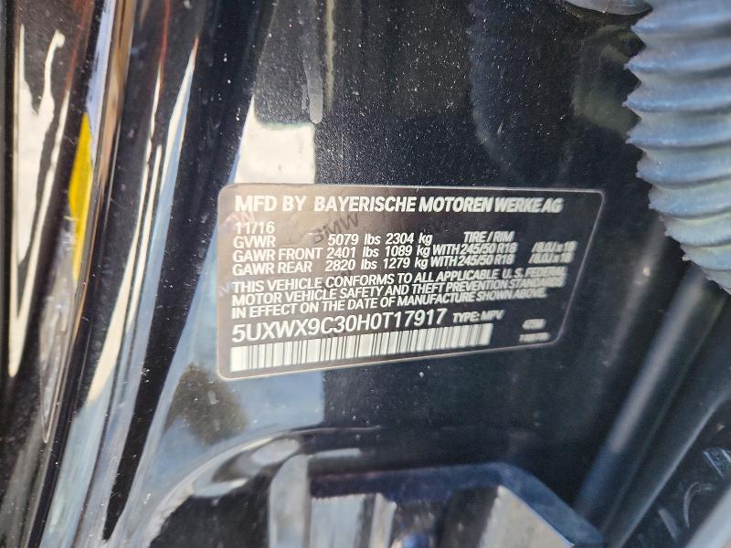 2017 Bmw X3 მანქანა იყიდება აუქციონზე, vin: 5UXWX9C30H0T17917, აუქციონის ნომერი: 74883695