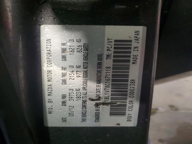 Продаж на аукціоні авто 2012 Mazda 3, vin: JM1BL1V78C1671118, номер лоту: 72935265