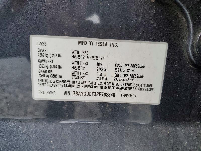 73319415 :رقم المزاد ، 7SAYGDEF3PF702346 vin ، 2023 Tesla Model Y مزاد بيع