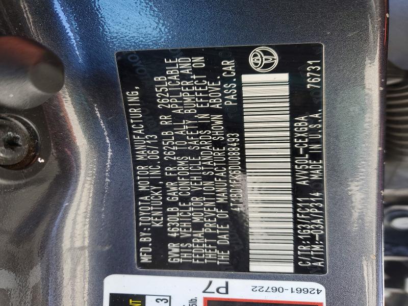 74728405 :رقم المزاد ، 4T1BD1FK6DU088493 vin ، 2013 Toyota Camry مزاد بيع
