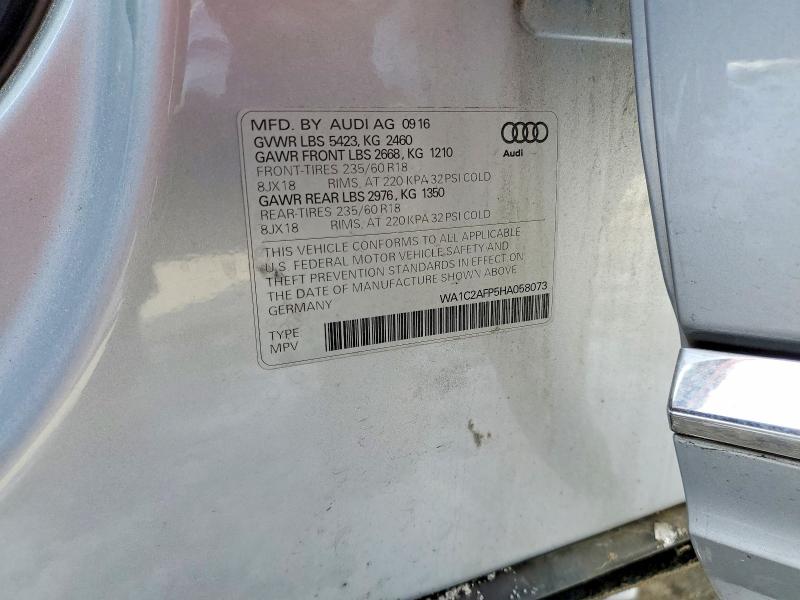 Aukcja sprzedaży 2017 Audi Q5, vin: WA1C2AFP5HA058073, numer aukcji: 72495095