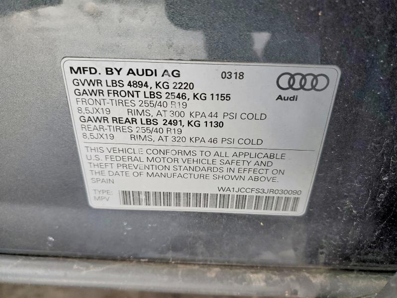 Продажа на аукционе авто 2018 Audi Q3, vin: WA1JCCFS3JR030090, номер лота: 98061635