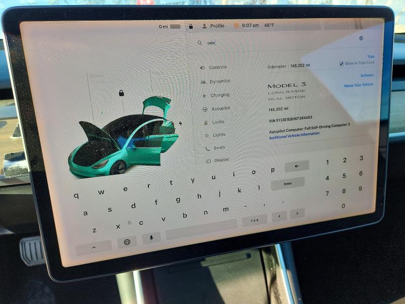 97050005 :رقم المزاد ، 5YJ3E1EB0KF384493 vin ، 2019 Tesla Model 3 مزاد بيع