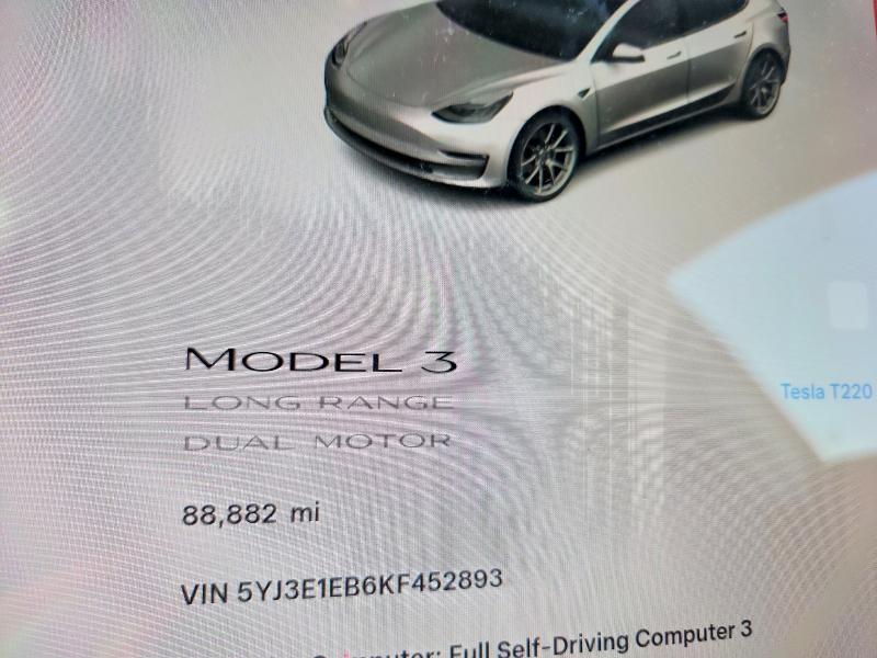 Продажа на аукционе авто 2019 Tesla Model 3, vin: 5YJ3E1EB6KF452893, номер лота: 75394585
