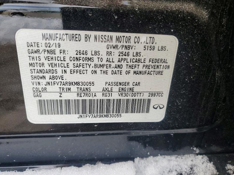 74007295 :رقم المزاد ، JN1FV7AR9KM830055 vin ، 2019 Infiniti Q50 مزاد بيع