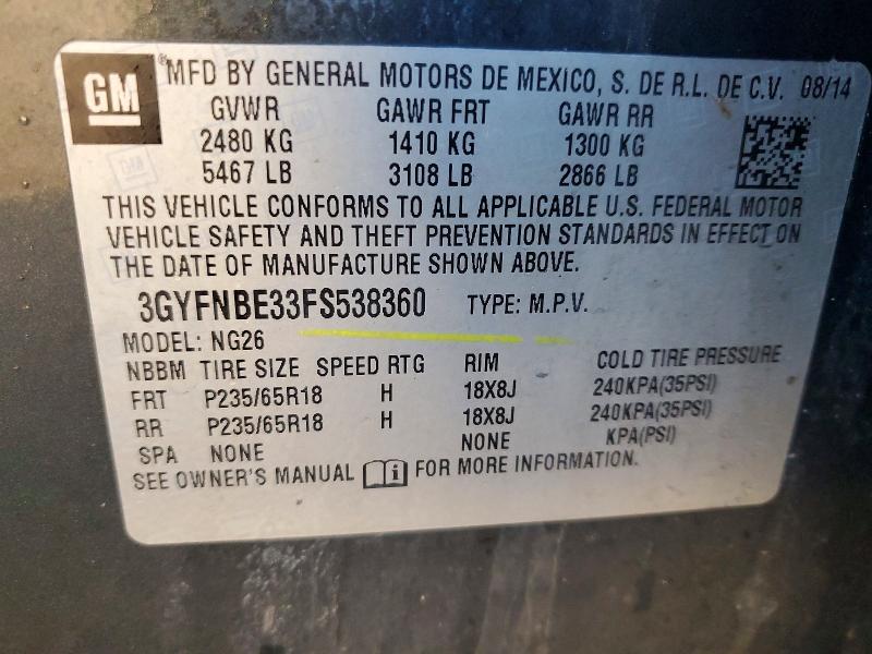 Продажа на аукционе авто 2015 Cadillac Srx Luxury, vin: 3GYFNBE33FS538360, номер лота: 72151825