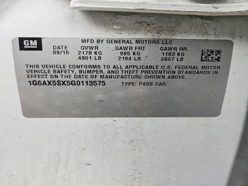 2016 Cadillac Cts მანქანა იყიდება აუქციონზე, vin: 1G6AX5SX5G0113575, აუქციონის ნომერი: 73008315