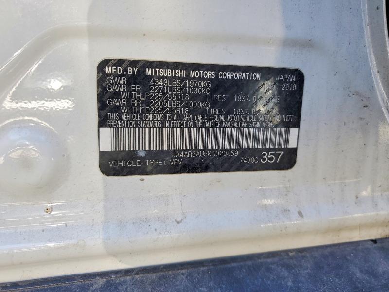 72634095 :رقم المزاد ، JA4AR3AU5KU020859 vin ، 2019 Mitsubishi Outlander Sport مزاد بيع