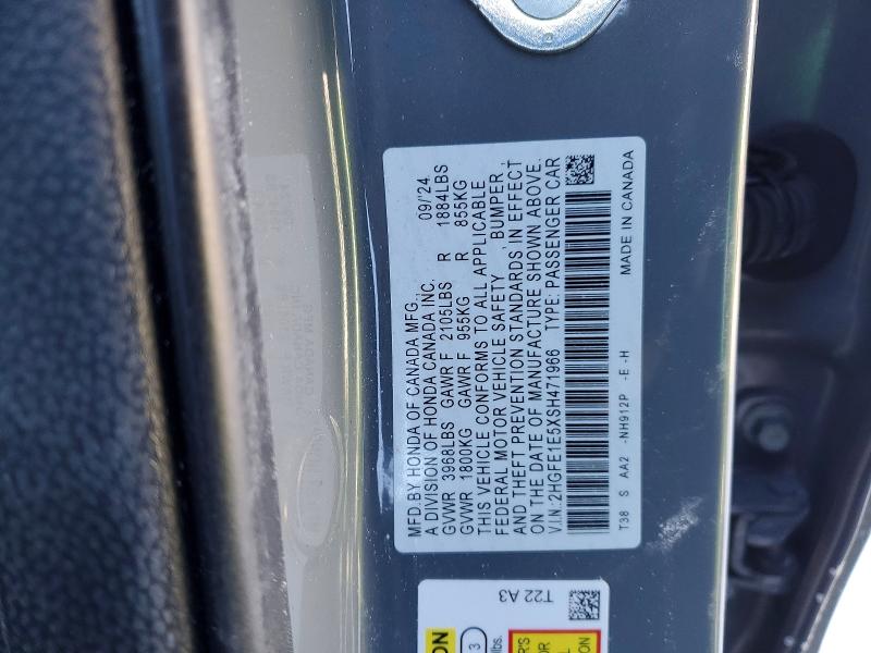 74437275 :رقم المزاد ، 2HGFE1E5XSH471966 vin ، 2025 Honda Civic مزاد بيع