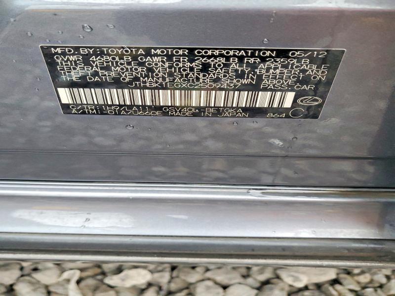 Продаж на аукціоні авто 2012 Lexus Es, vin: JTHBK1EGXC2509437, номер лоту: 74043605
