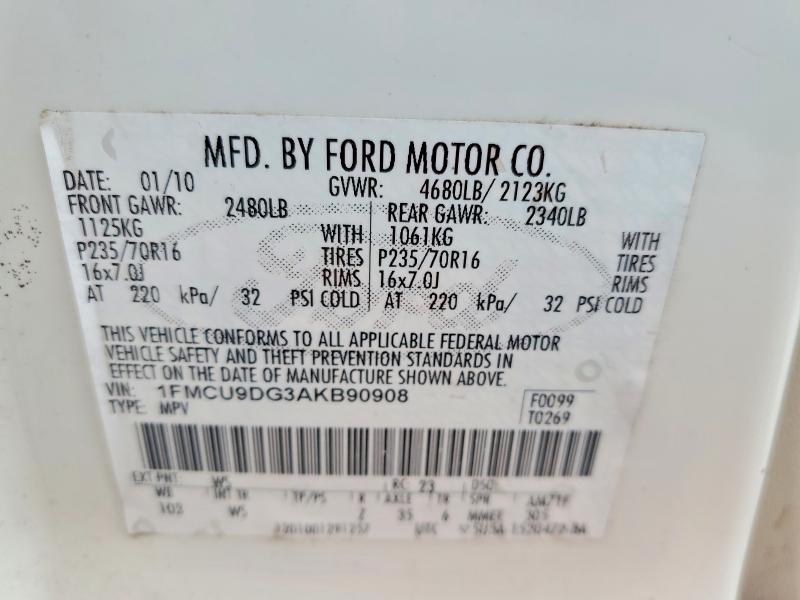 Aukcja sprzedaży 2010 Ford Escape, vin: 1FMCU9DG3AKB90908, numer aukcji: 74137945