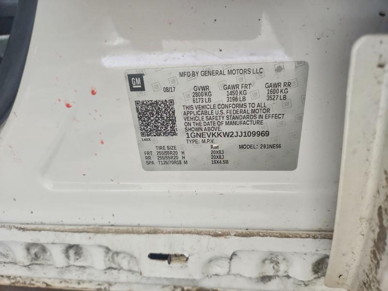 Aukcja sprzedaży 2018 Chevrolet Traverse, vin: 1GNEVKKW2JJ109969, numer aukcji: 74237655