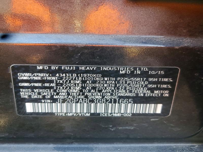2016 Subaru Crosstrek მანქანა იყიდება აუქციონზე, vin: JF2GPABC3G8211665, აუქციონის ნომერი: 99174745