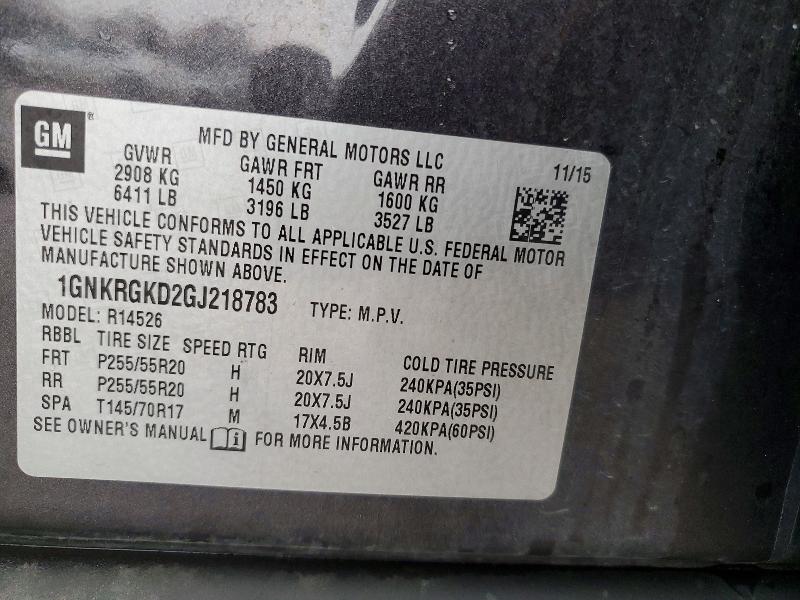 Продажа на аукционе авто 2016 Chevrolet Traverse, vin: 1GNKRGKD2GJ218783, номер лота: 72341305