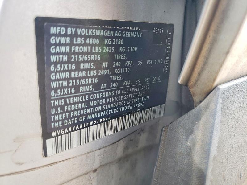 Продаж на аукціоні авто 2015 Volkswagen Tiguan, vin: WVGAV7AX1FW576823, номер лоту: 99549235