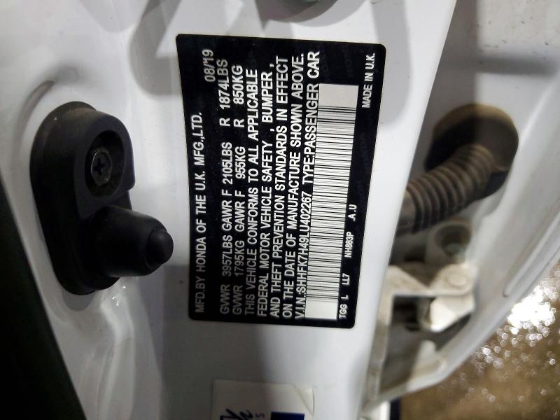 99517295 :رقم المزاد ، SHHFK7H49LU402267 vin ، 2020 Honda Civic مزاد بيع