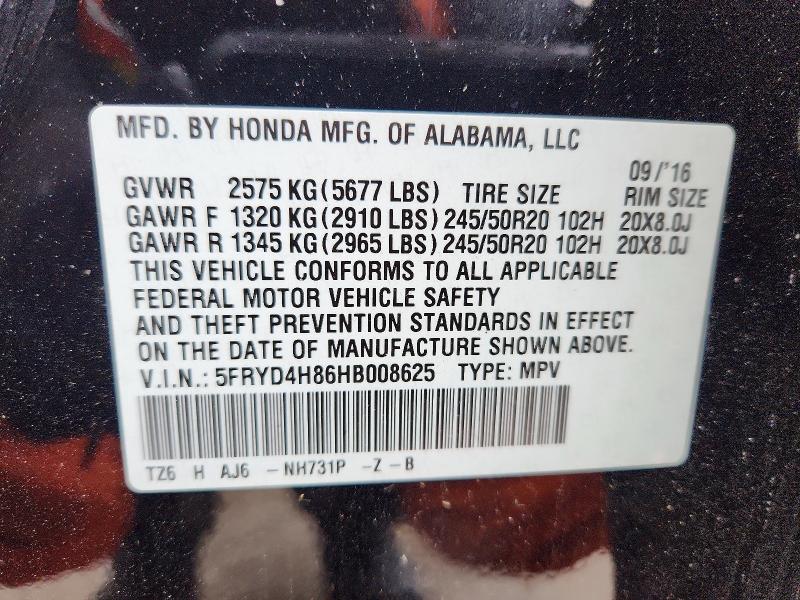 75219005 :رقم المزاد ، 5FRYD4H86HB008625 vin ، 2017 Acura Mdx Advanc مزاد بيع