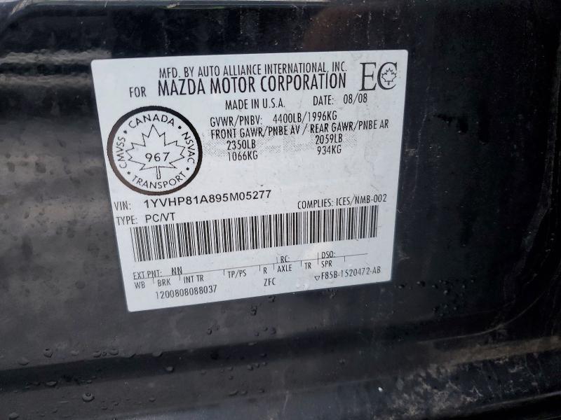 Auction sale of the 2009 Mazda 6, vin: 1YVHP81A895M05277, lot number: 96952275