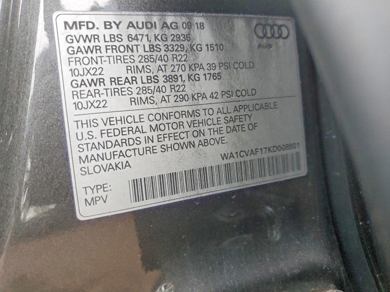 Aukcja sprzedaży 2019 Audi Q8, vin: WA1CVAF17KD008901, numer aukcji: 99676255