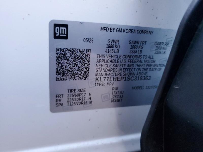 Aukcja sprzedaży 2025 Chevrolet Trax, vin: KL77LHEP1SC318363, numer aukcji: 98974495