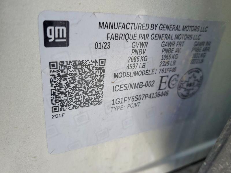 2023 Chevrolet Bolt Euv L მანქანა იყიდება აუქციონზე, vin: 1G1FY6S07P4136446, აუქციონის ნომერი: 96286585