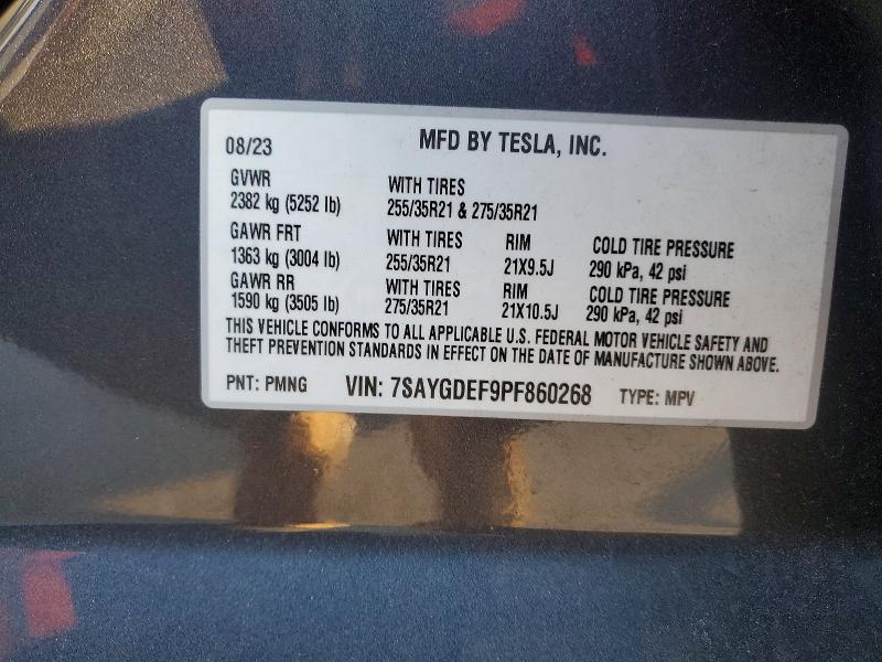 2023 Tesla Model Y მანქანა იყიდება აუქციონზე, vin: 7SAYGDEF9PF860268, აუქციონის ნომერი: 99872825