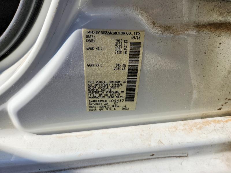 Aukcja sprzedaży 2019 Niss Altima, vin: 1N4BL4BV4KC105437, numer aukcji: 72377715