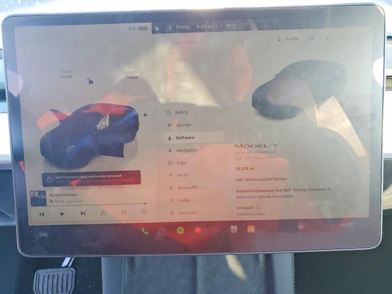 74122955 :رقم المزاد ، 7SAYGAEEXRF149364 vin ، 2024 Tesla Model Y مزاد بيع