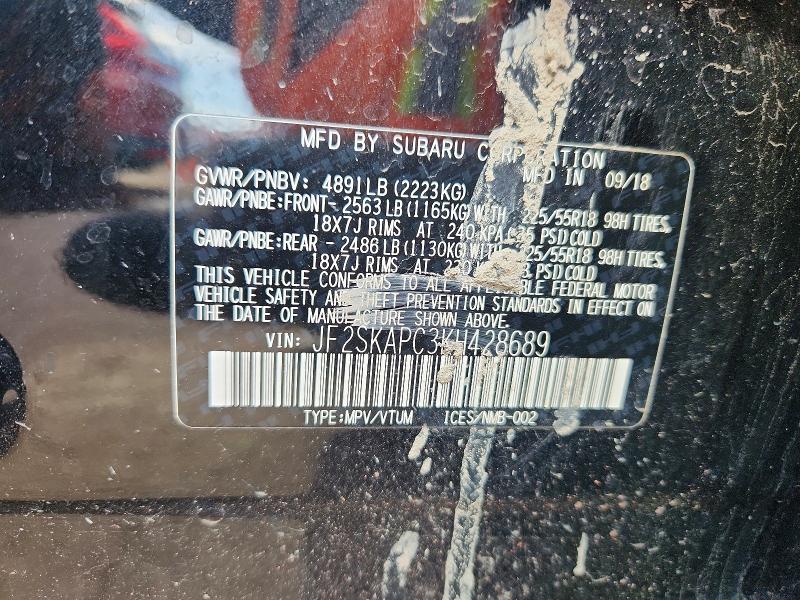 75215025 :رقم المزاد ، JF2SKAPC3KH428689 vin ، 2019 Subaru Forester مزاد بيع