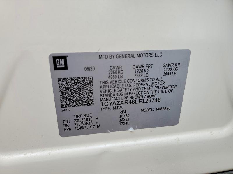 73877845 :رقم المزاد ، 1GYAZAR46LF129748 vin ، 2020 Cadillac Xt4 مزاد بيع