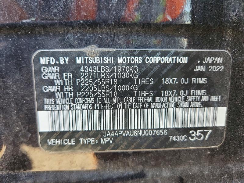 Aukcja sprzedaży 2022 Mitsubishi Outlander Sport, vin: JA4APVAU6NU007656, numer aukcji: 75798725