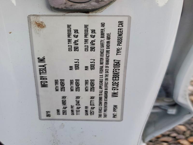 Продажа на аукционе авто 2019 Tesla Model 3, vin: 5YJ3E1EB8KF510647, номер лота: 74923075