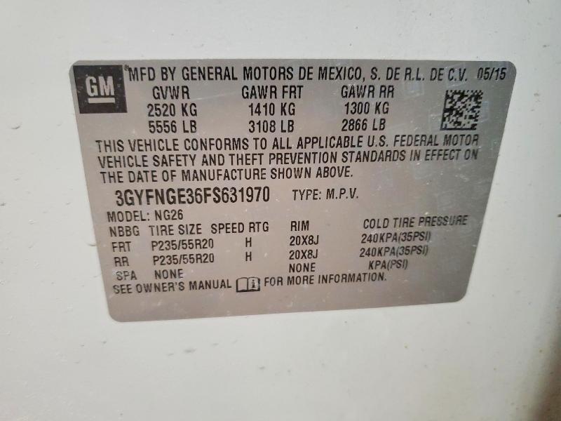 74436865 :رقم المزاد ، 3GYFNGE36FS631970 vin ، 2015 Cadillac Srx Premiu مزاد بيع