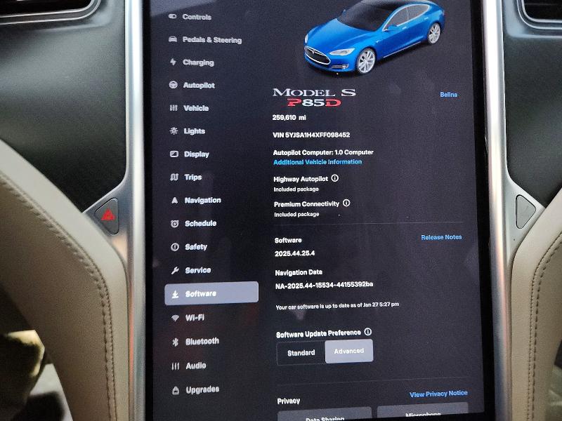 2015 Tesla Model S მანქანა იყიდება აუქციონზე, vin: 5YJSA1H4XFF098452, აუქციონის ნომერი: 72392875