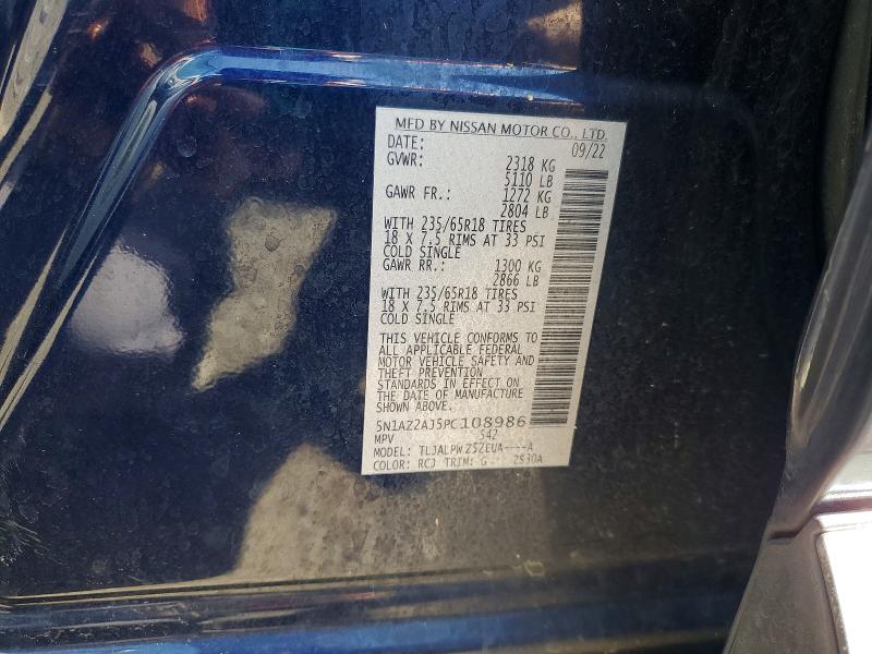 73337915 :رقم المزاد ، 5N1AZ2AJ5PC108986 vin ، 2023 Nissan Murano S مزاد بيع