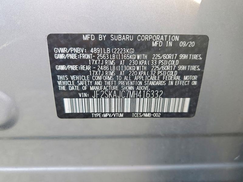 99447775 :رقم المزاد ، JF2SKAJC7MH416332 vin ، 2021 Subaru Forester مزاد بيع
