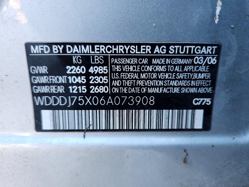 Aukcja sprzedaży 2006 Mercedes-benz Cls, vin: WDDDJ75X06A073908, numer aukcji: 99009075