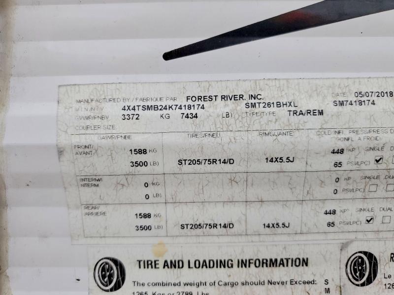 Aukcja sprzedaży 2019 Forest River Salem Towables, vin: 4X4TSMB24K7418174, numer aukcji: 72339675