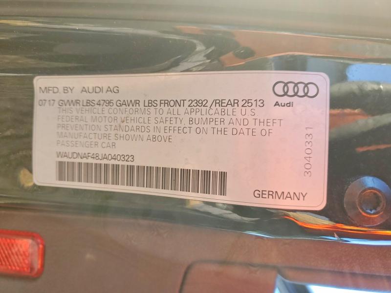 72391145 :رقم المزاد ، WAUDNAF48JA040323 vin ، 2018 Audi A4 Premium مزاد بيع