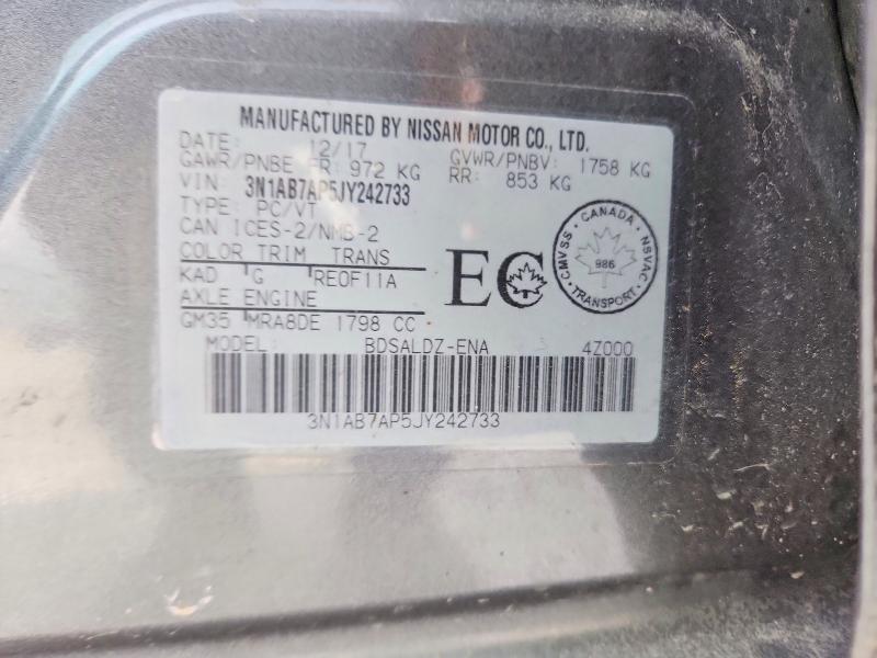 Продаж на аукціоні авто 2018 Nissan Sentra, vin: 3N1AB7AP5JY242733, номер лоту: 75362045