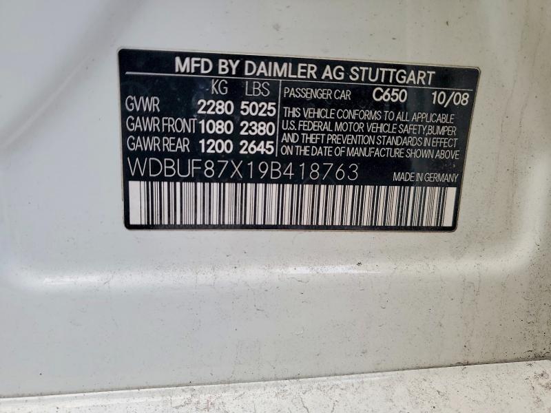 Aukcja sprzedaży 2009 Mercedes-benz E, vin: WDBUF87X19B418763, numer aukcji: 74116495