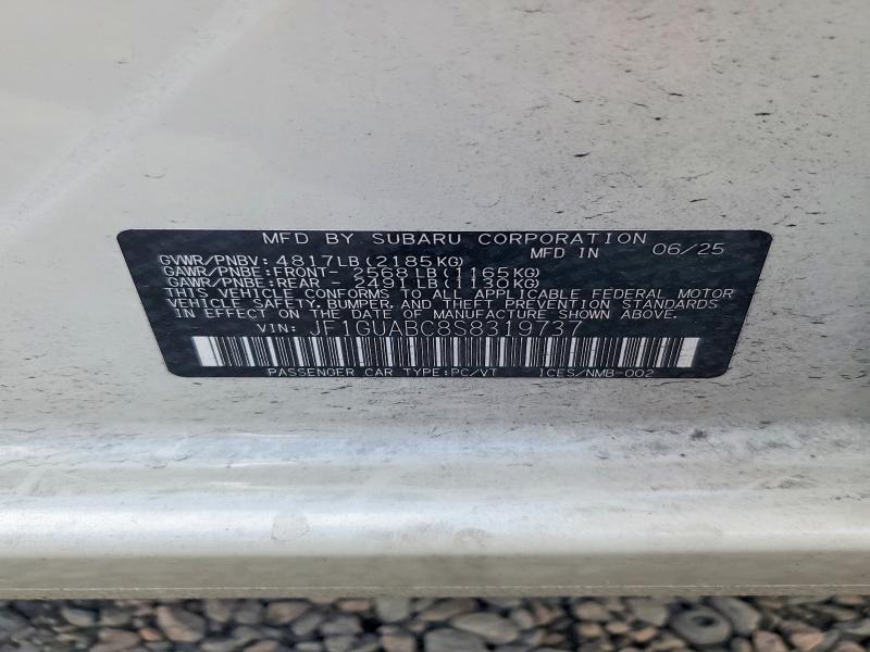 Aukcja sprzedaży 2025 Subaru Impreza, vin: JF1GUABC8S8319737, numer aukcji: 53724746
