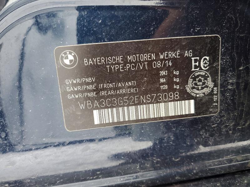 Продажа на аукционе авто 2015 Bmw 320, vin: WBA3C3G52FNS73098, номер лота: 99849835