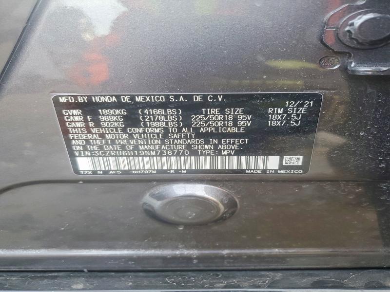 Продаж на аукціоні авто 2022 Honda Hr-v, vin: 3CZRU6H19NM736770, номер лоту: 73944885