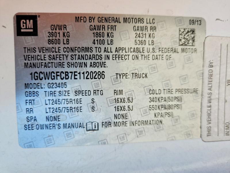2014 Chevrolet Express მანქანა იყიდება აუქციონზე, vin: 1GCWGFCB7E1120286, აუქციონის ნომერი: 50199396