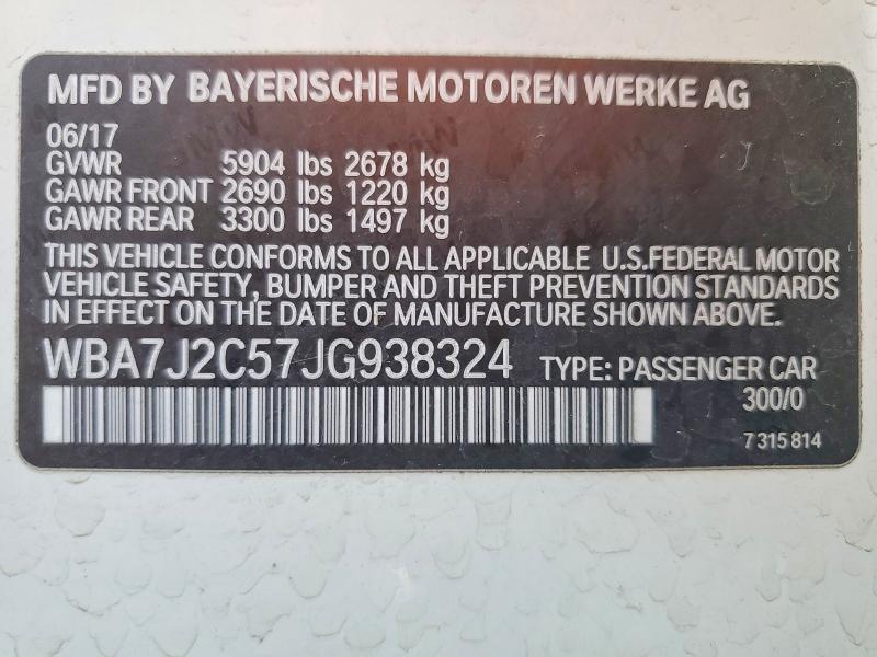Продаж на аукціоні авто 2018 Bmw 740 Xe, vin: WBA7J2C57JG938324, номер лоту: 73330245